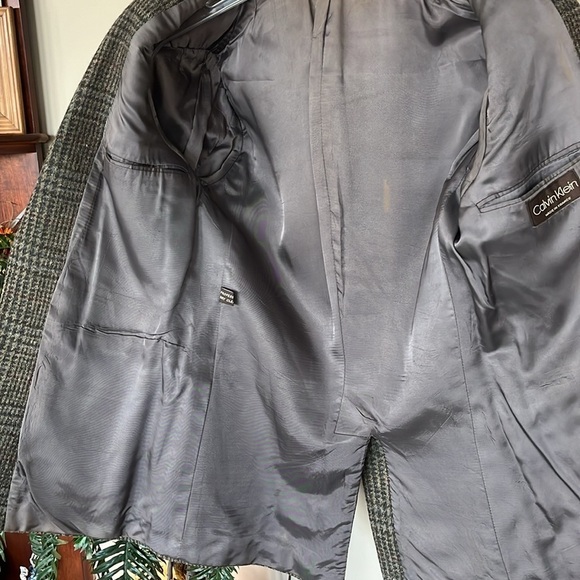 Calvin Klein Men’s Vintage Wool Plaid Lined Suit Sports Jacket Buttoned Blazer - Picture 11 of 13